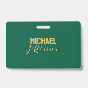 Badge Couleur vert or élégant nom minimaliste moderne