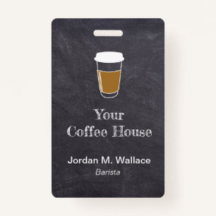 Badge Coupe sur Chalkboard Café Shop Entreprise Employé