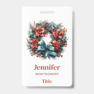 Badge Couronne de pin avec Noël festif de houx