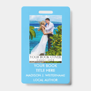 Badge Couverture de livre d'écrivain auteur - Bleu clair