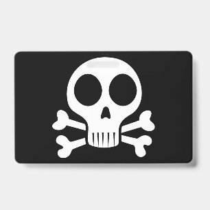 Badge crâne effrayant sur fond noir