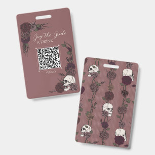 Badge Crâne Mauve Offrez un Verre à la Mariée QR