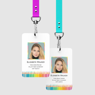 Badge Crayons de couleur arc-en-ciel Enseignant
