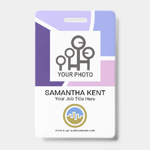 Badge Créative Stylish Blue Waves Employé Company Photo