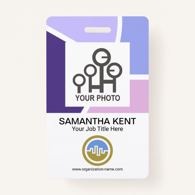 Badge Créative Stylish Blue Waves Employé Company Photo (Devant)