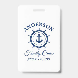 Badge Croisière de la famille du gouvernail d'ancre bleu