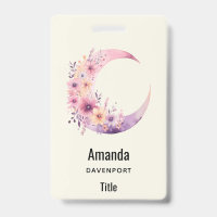 Croissant de lune rose avec de jolies fleurs