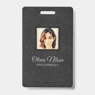 Badge Cuir noir faux