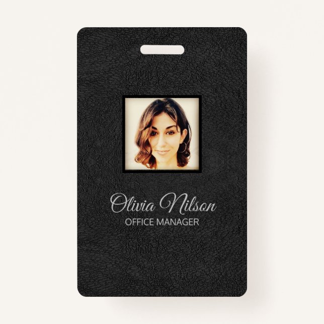 Badge Cuir noir faux (Devant)