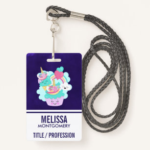 Badge Cupcake mignonne et crème glacée joyeuse