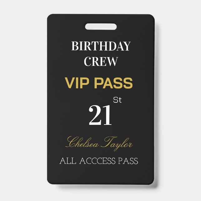 Badge Custom All Access 21st Any Age VIP d'anniversaire (Front)