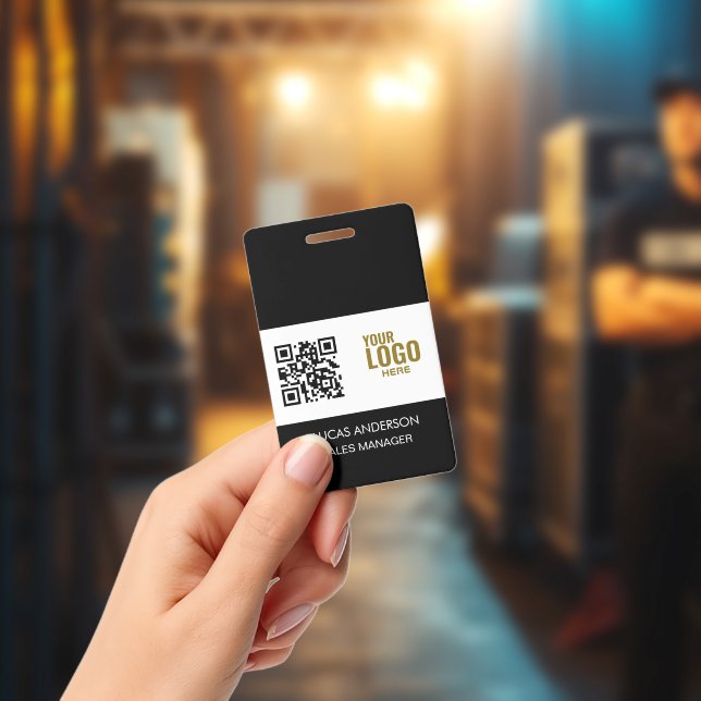 Badge Custom Black Company Logo Name Title Bar Code (Concert)