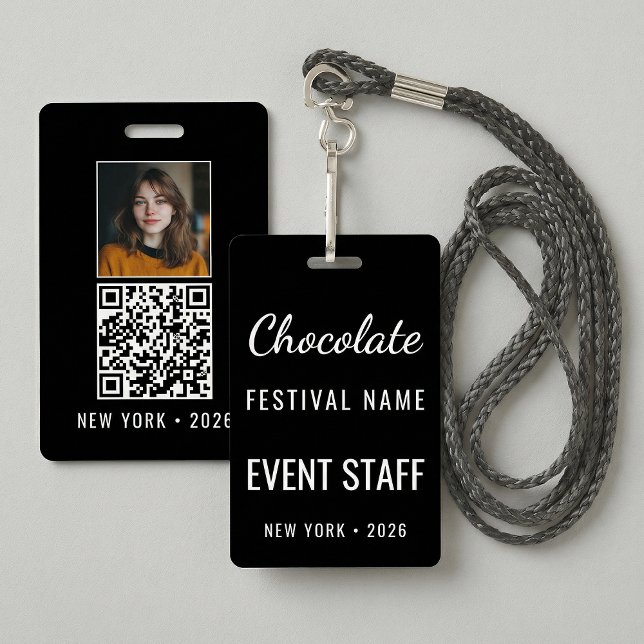 Badge Custom Chocolate Festival Photo QR Code Staff (Créateur téléchargé)