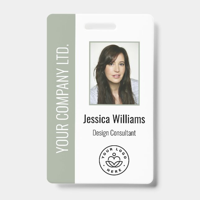 Badge Custom Employee Photo, Bar Code, Logo, Name Sage (Avant)