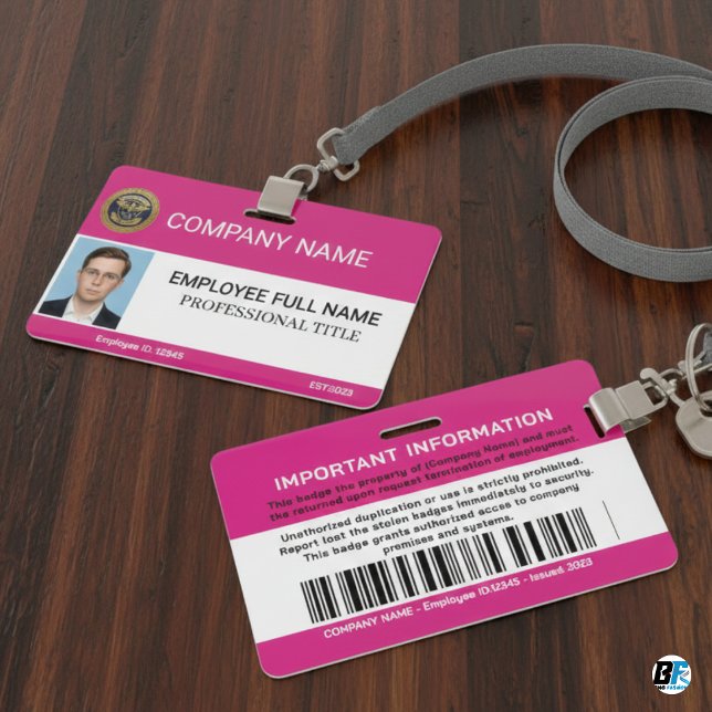 Badge Custom Modern Employee With Photo, Barcode, Logo (Créateur téléchargé)
