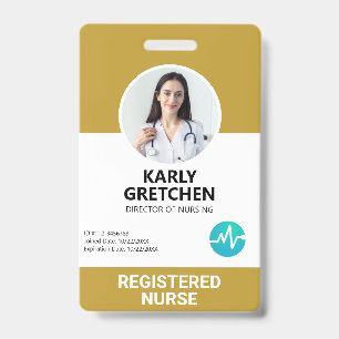 Badge Custom Modern Hospital Employé Photo ID Jaune
