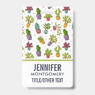 Badge Cute Cactus Nature Succulents Motif