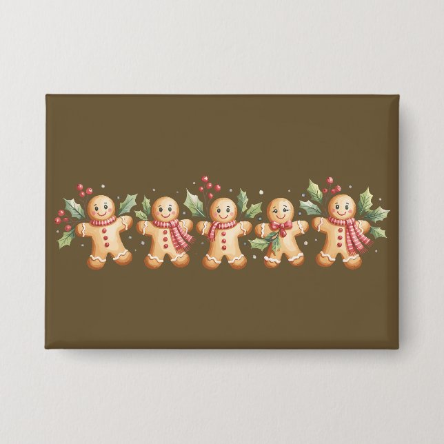 Badge Cute Gingerbread Homme Noël Vacances Baker Cadeau (Recto)