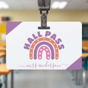 Badge Cute Girls Boho Rainbow Teacher Hall Pass