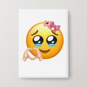 Badge Cute Heart Hands Emoji Pin - Coquette Aesthetic 