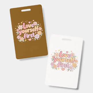 Badge Cute Love Yourself Floral Quote Design | Aesthetic