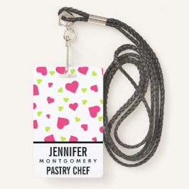 Badge Cute rose et vert Tumbling Hearts Motif