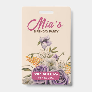 Badge d'accès VIP à la fête d'anniversaire