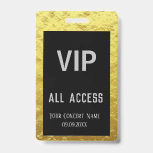 Badge d'accès VIP personnalisé Or Noir Moderne