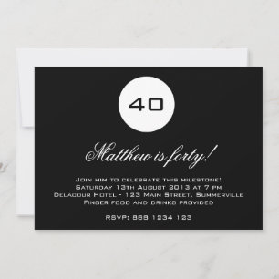 Badge d'âge noir et blanc Invitation d'anniversair
