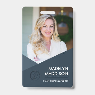 Badge d'agent de signature de notaire photo azur f