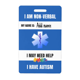 Badge d'alerte pour l'autisme, contact autistique