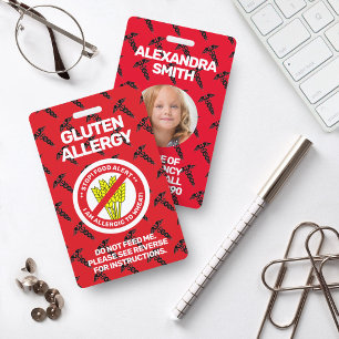 Badge d'alerte rouge pour allergie alimentaire au