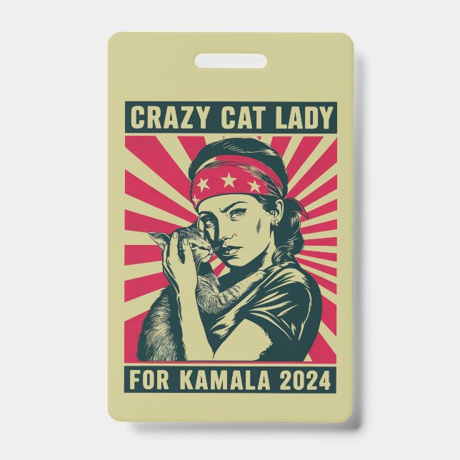Badge Dame Du Chat Fou Pour Kamala 2024 (Avant)