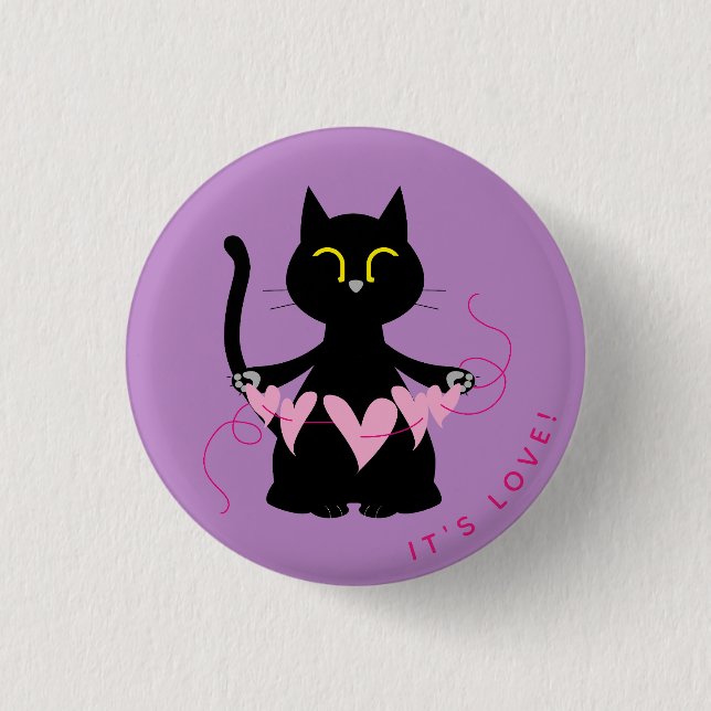 Badge d'amour de Catto Kuro - Bouton de chat migno (Devant)