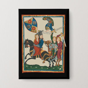 Badge Damsel In Distress, Art Médiéval Du XIVe Siècle