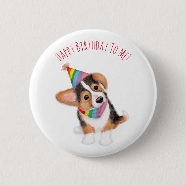 Badge d'anniversaire personnalisé pour chiot de co (Devant)