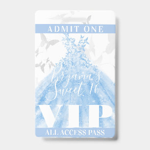 Badge Danse Papillon Bleu Argent Passage VIP 16 ans Douc