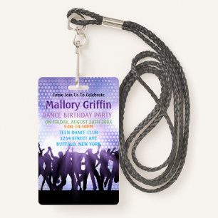 Badge Danse violette moderne fête d'anniversaire