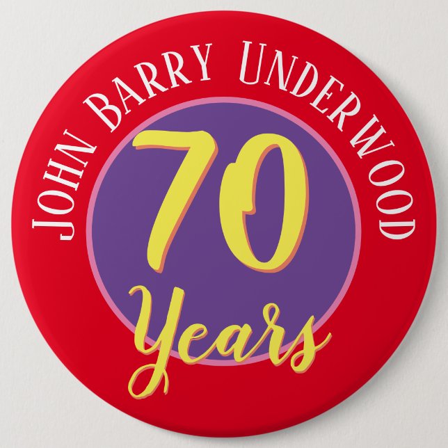 Badge de 70e anniversaire à personnaliser. (Devant)