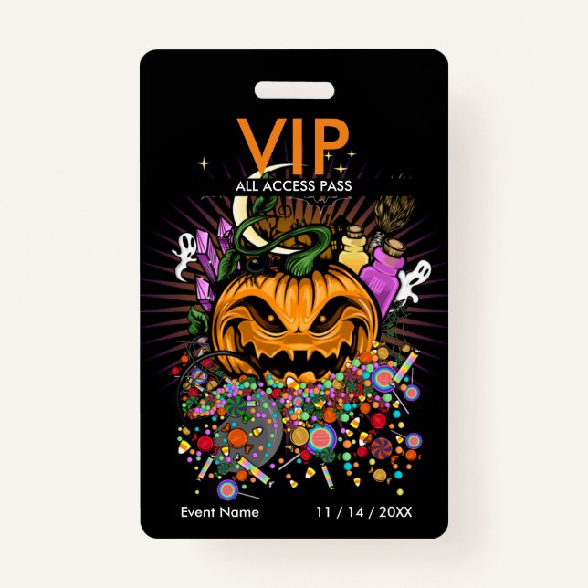 Badge de carte d'accès VIP de l'événement Hallowee (Devant)