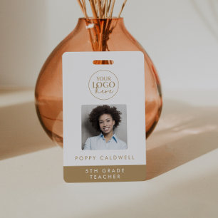 Badge de carte d'identité chic or photo employé ou
