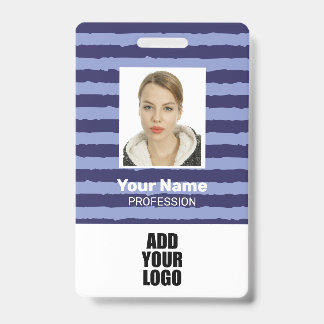 Badge de carte d'identité d'employé à rayures bleu