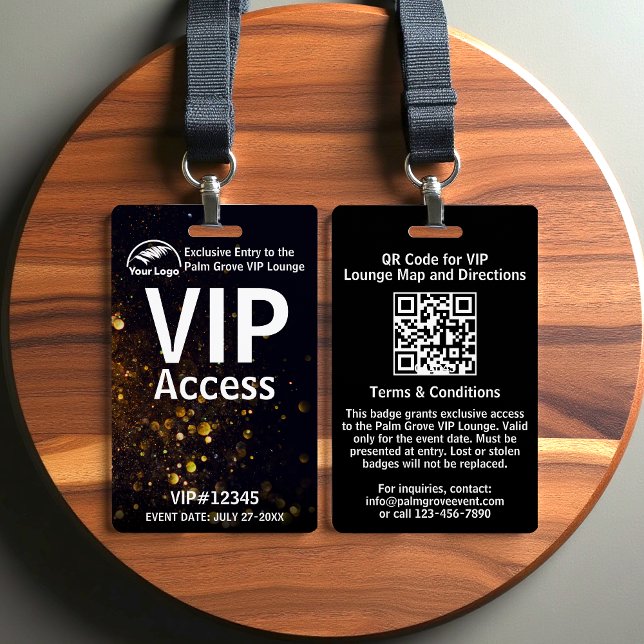 Badge de carte VIP | Bokeh QR Code et logo personn (Créateur téléchargé)