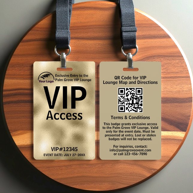 Badge de carte VIP | Code et logo QR Gold Foil per (Créateur téléchargé)