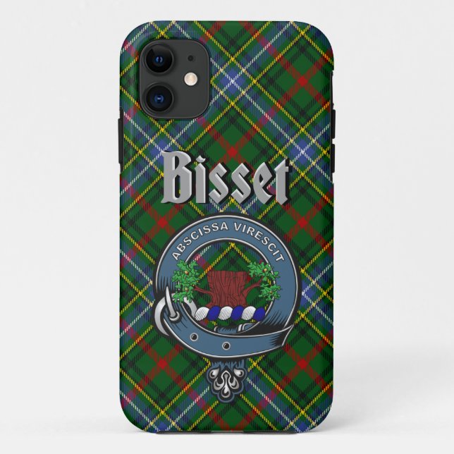 Badge de clan Bisset et étui téléphonique Tartan (Dos)
