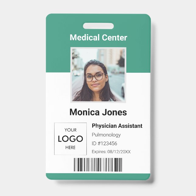Badge de code QR de photo d'employé médical (Avant)