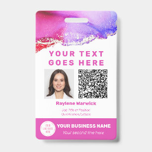 Badge de code QR de photo d'identité d'employé ros