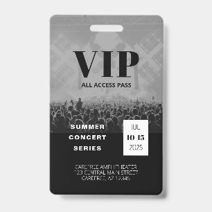 Badge de concert VIP All Access QR Code