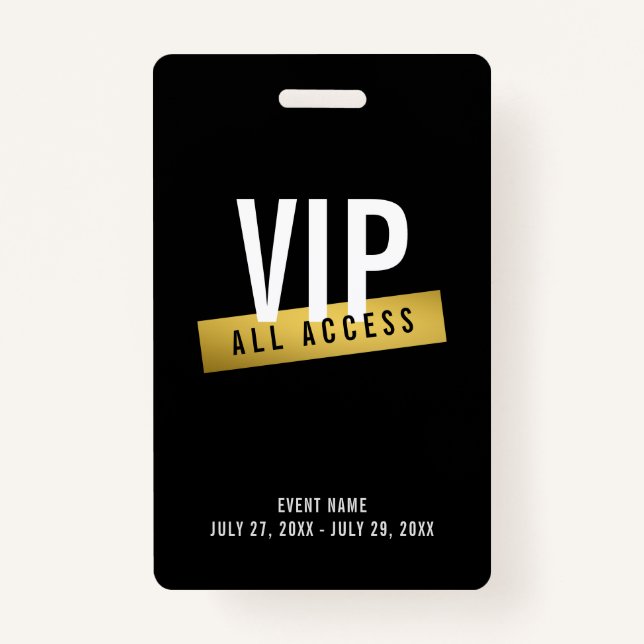 Badge de concert VIP Gold All Access (Devant)