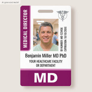 Badge de docteur avec photo Logo MD Étiquette de s